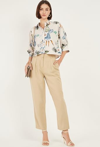Image of ALL YOURS Women Women's Blue Boxy Floral Printed Casual Shirt (ALLSH5001 TUR XS)