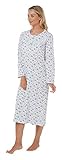 INSIGNIA Womens Long Sleeve Jersey Nighties Nightdress Pure Cotton (Jessica Blue Floral, 12-14)