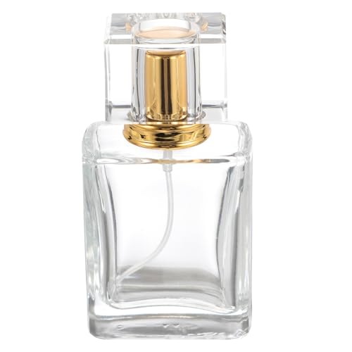 VINTORKY Botella de Spray Vacía de Cristal de 50 Ml Dorada, Recargable Prueba de Fugas, Frasco Pequeño Adecuado para Perfume y Viaje