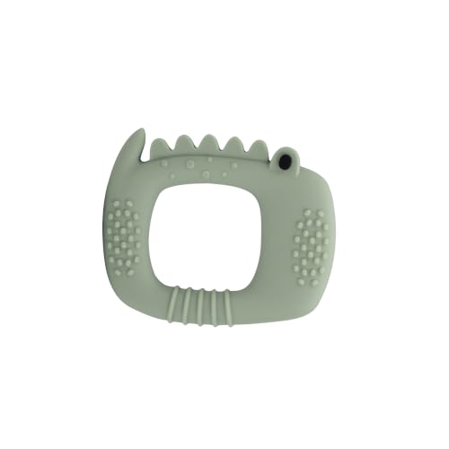 Image of Loulou Lollipop Wild Silicone Teether for Babies 4 Months and Up, Textured Teething Ring for Sore Gums, BPA-Free Food-Grade Silicone, Easy-Grip Open Shape, Dishwasher & Freezer Safe, Alligator