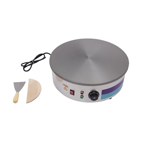 Crepera Electrica 3000W Máquina para Hacer Crepes 45x16cm 50-300℃ Control de Temperatura Crepes Maker con Pies Antideslizantes 1 Esparcidor 1 Espátula para Escuelas, Restaurantes
