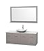 Wyndham Collection Centra 60" Single Bathroom Vanity in Grey Oak, White Carrera Marble Countertop, Arista White Carrera Marble Sink & 58" Mirror