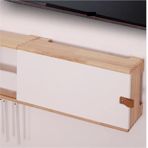 Boîte rangement routeur bois cache-prise mural 30cm - 4