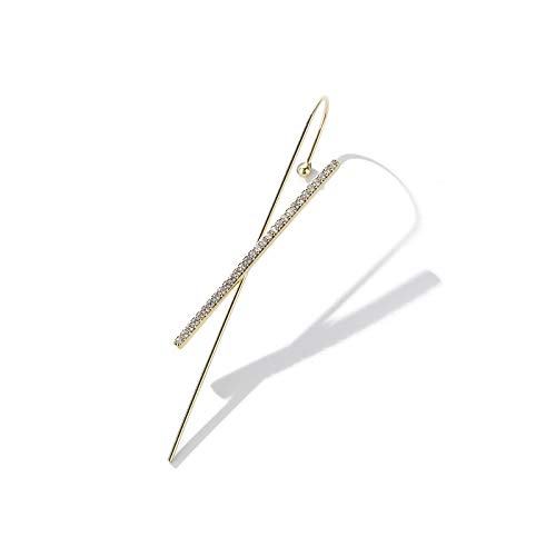 14K Gold Plated Ear Cuff Crawler Hook Earring Hypoallergenic Piercing Ear Wrap Cubic Zirconia Rhinestone Climbers Earrings Edgy Ear Pin for Women Teen Girls 1pcs