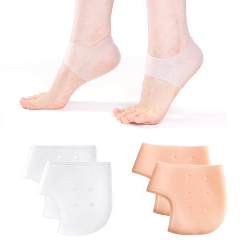 4 Stück Silikon Fersenpolster, Atmungsaktiv Fersensporn Einlagen Fersenschutz für Schuhe, Fersenkissen zur Linderung Fersenschmerzen Trockene Rissige