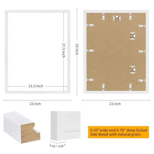 puthiac 22x28 Picture Frames for Wall - Minimalist 22x28 Oak Wood Frames, 22"x28" Poster Frame Wood, Natural Solid Wooden Picture Frames for Wall Art Photo and Prints(1 Pack, White)