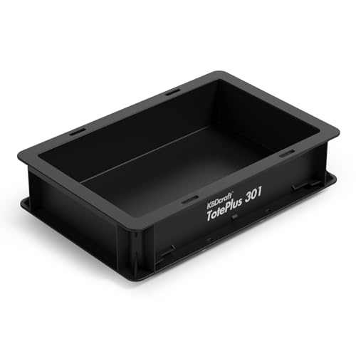 Image of KBDcraft Stackable Storage Bin - Heavy-Duty Plastic Organizer Box and Tray with Straight Walls, small plastic bin totes for storage, 12 inchx8 inchx3 inch, 0.5Gal, Black, 1 Pack