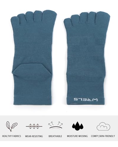 Image of WRELS Coolmax Toe Socks for Men Women,Athletic High Performance Cushion Crew Socks for Running Working(3 Pairs)