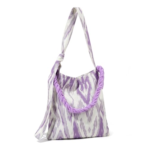 Image of Crossbody Bags for Women Canvas Beach Tote Bags for Travel Foldable Boho Ladies Handbags Cute Hobo Shoulder Purse
