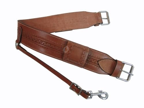 Western Back Cinch Snake Tooled Leather Cowgirl Rear CINCHES Horse Flank Girth