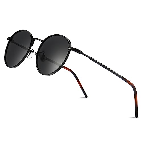 SUNGAIT Runde Vintage Polarisierte Sonnenbrille Klassische Retro Metallrahmen Sonnenbrille Rundschreiben für Frauen Männer-SGT059-HH-DE