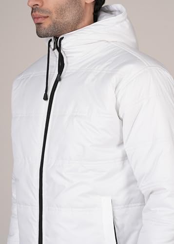 Image of Bomber Jacket, White, Full Zip Hooded Jacket