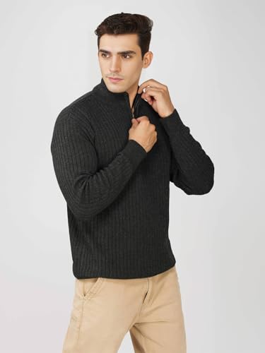 Image of LOQUE Men's Wool Blend Selection Sweater Half Zip High Neck Pullover Warm Casual Winter Wear for Office and Travel