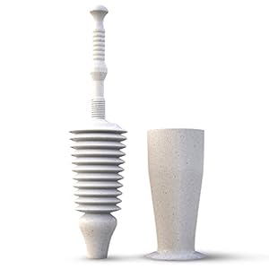 Luigi’s Toilet Plunger with Caddy – Heavy Duty, Double Thrust, Powerful Pump – Bellow Design for Max Force – for Low…