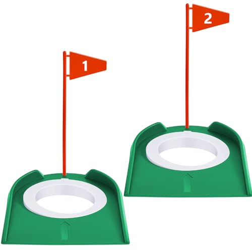 Sotiff 3 Pcs Golf Putting Practice Cup Hole Training Aids Golf Accessories Training Putters with Plastic Flag for Adult Office Garage Yard Indoor Outdoor Practice (Red)