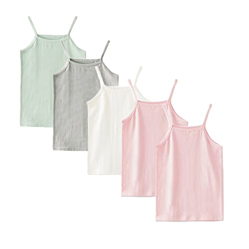 Image of 5 Pack Kids Girls Classic Solid Camisole Undershirts for Girls Breathable Cotton Soft Tank Tops (2-10Years)