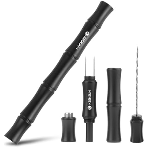 KEENSUN 3-in-1 Cigar Punch Tool Set with Cigar Punch(8mm), Cigar Draw Enhancer Cutter and Twin Nubber (Black) Cover