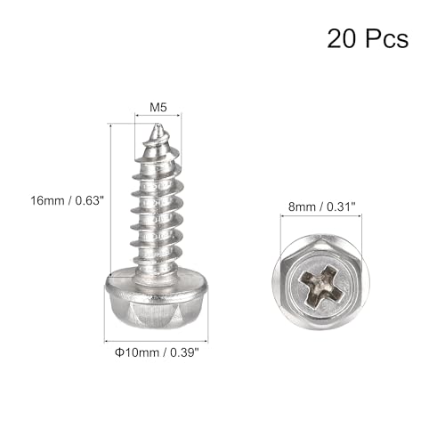 Tornillos Autoperforantes Phillips Hex 20 pcs M5x16mm miniatura 2