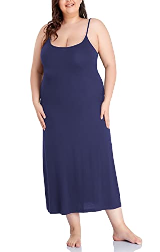 Image of Women's Full Slip for Under Dresses Plus Size Long Nightgown Cami Dress