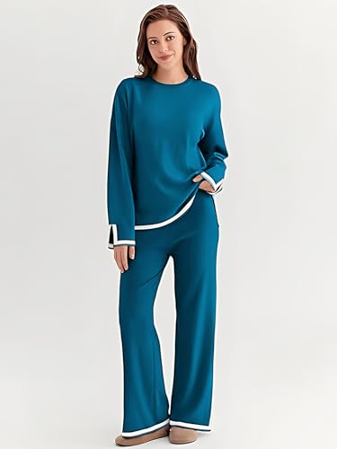 Image of Women's Winter Woolen Sweater with Pajama | Warm Winter Wear Cord Set | Woolen Tracksuit Loungewear Set