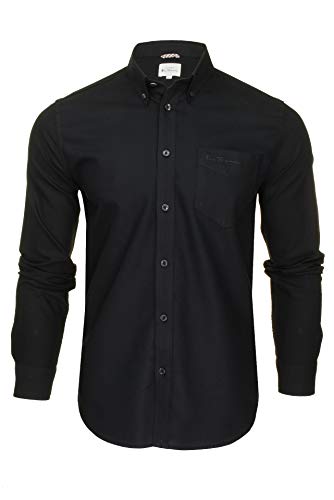 Ben Sherman Herren Freizeithemden Button-Down-Kragen Langarm (Black...