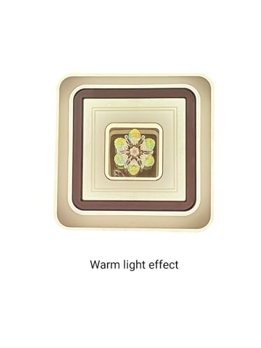Image of Metal Chandelier 48W Lighting Colours 3 in1 Center Light Ceiling Chandelier Lamp Light for Beautiful Home & Dining Living Room Office (48 Watt,20x20 Inch) (Square) with Remote Control