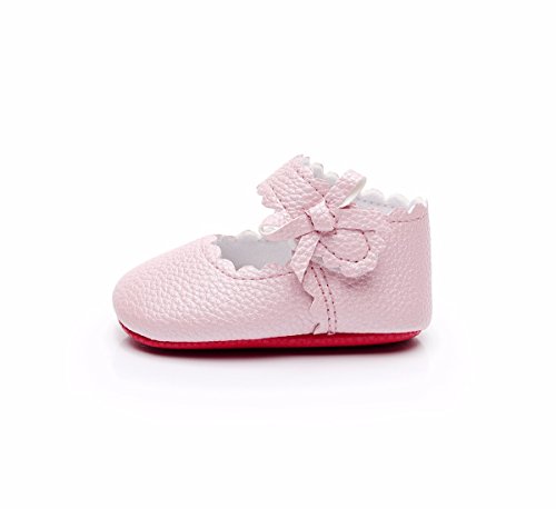 Bolayu Baby Girl Leather Velcro Bow Ballet Mary Jane Sandals Kids Princess Shoes Newborn Infant Soft Nonslip Slippers Pink
