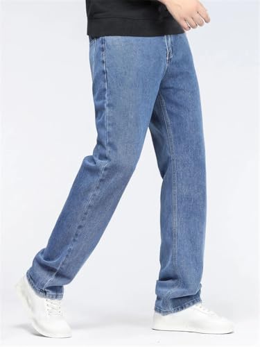 Men's Fashion Baggy Jeans Classic Solid Color Straight Leg Wide Leg Light Denim Pants All Match3