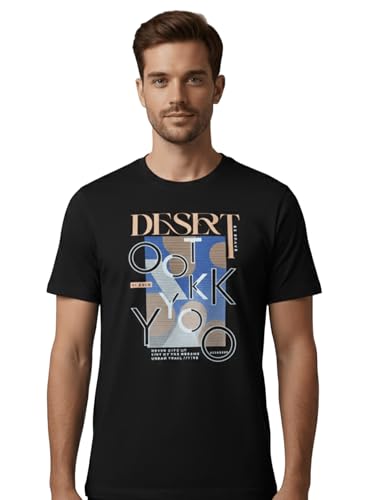 Image of Dollar Club Men's Cotton Round Neck Printed T-Shirt Black