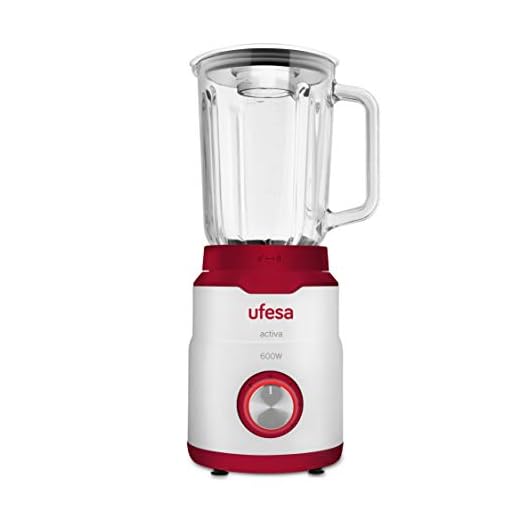 Ufesa BS4790 Activa - Batidora de Vaso, 600W, Jarra de cristal 1.5L, 3 velocidades + Turbo, 6 cuchillas de acero inoxidable