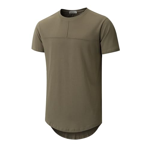 Image of YININF Men's T-Shirts Hipster Short Sleeve Solid Color Crew Neck Cotton Soft Fitted Tees