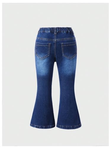 WDIRARA Girl's Star Print High Waist Flare Bell Bottom Jeans Stretchy Denim Pants2