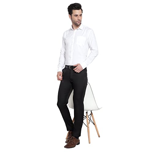 Image of The PS Men's Formal Regular Fit Cotton Blend Black, Dark Grey Combo Trouser (Pack of 2)