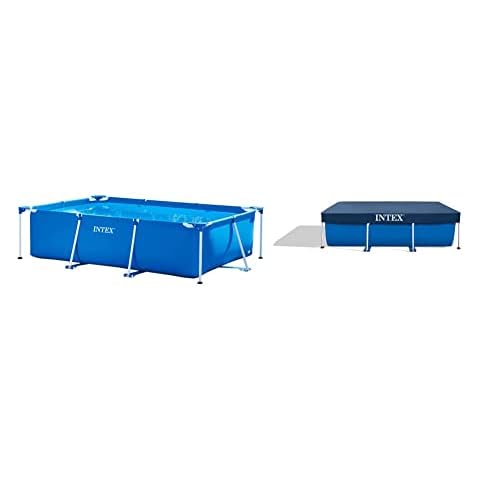 Intex Piscina Desmontable Small Frame 220x150x60 cm + Cobertor rectangular 300 x 200 cm Cover