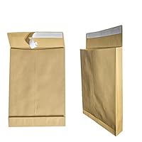 50 Stück Faltenbeutel B4 A4 braun 250 x 353 mm, 4 cm, mit Abziehstreifen, 130 g/m², Versandtaschen plissiert, Musterbeutel
