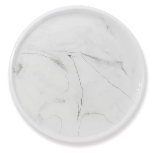 Egbslive 001 Epoxy Resin Tray,11.8-Inch(Diameter),Marble Design Serving Tray thumb #2