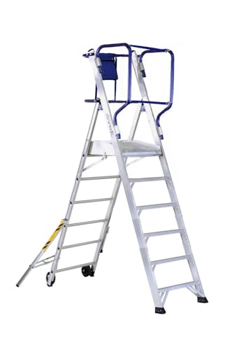 Svelt Scala Professionale a Castello Trasportabile e Certificata, con Protezione 360°, Piattaforma Antisdrucciolo, Corrimani e Allargatori Richiudibili, Gradini 80 mm (6 Gradini)