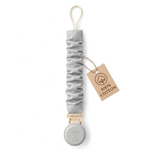 Image of Muslin Cotton Pacifier Clips - Metal-Free, Lightweight and Secure Pacifier Holder for Babies (Cloud Rêve) - Mila & Lulu