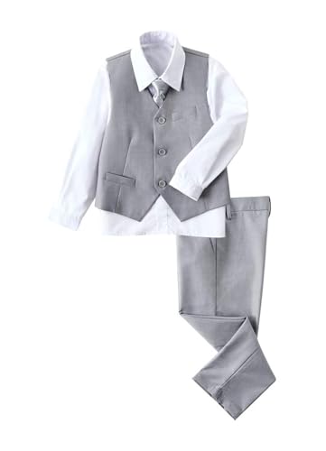 Image of YuanLu Boys Suit Dress Clothes Ring Bearer Outfit Homecoming Dresses Boy Vest and Pants Set for Kids Wedding Tuxedo Suits