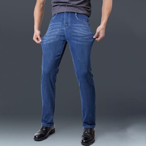 Men's Classic Relaxed Fit Jean Lightweight Straight Leg Washed Denim Jeans Retro Distressed Loose Fit Jean Pants (1006Black,28)2