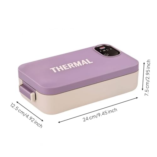 Image of ojiva Rechargeable Electric Lunch Box with Detachable Liner Cordless Lunch Box with Stainless Steel Container Portable Food Warmer Self-Heating for Office Workers, Commuters, Work, Travel, Bean