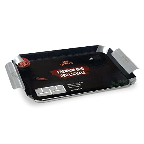 grillart® Premium Grillschale Edelstahl als Gemüsekorb, Fisch Grillkorb und Grillschale für Spieße verwendbar - universell einsatzbar und besonders langlebige Grillpfanne - das ideale Grillzubehör Cover