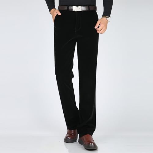 Mens Corduroy Pants Casual Straight Leg Trousers with Pockets Button-Fly High Waist Solid Color Dress Pants2