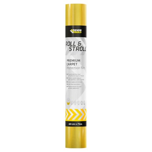 Everbuild Roll & Stroll Premium Carpet Protector Self-Adhesive Easy To Roll Totally Waterproof Yellow 600mm x 75m