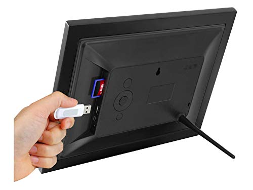 Porta Retratos Digital Aluratek com LCD de 8”, Entradas USB e Cartão SD - Preto