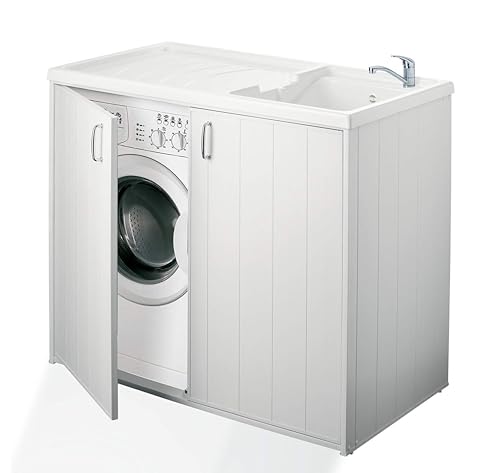 Negrari - 6008s Cubierta móvil y de lavado reversible, resina, blanco, de 109 x 60 x 94 cm