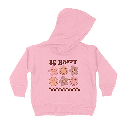 Groovy Be Happy Kids Hoodie Sweatshirt Toddler 5T Light Pink
