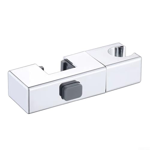 Yelvera Soporte de cabezal de ducha ajustable, soporte giratorio para barra deslizante rectangular de 18 a 30 mm, soporte de abrazadera deslizante de cabezal de ducha de mano con función de manga
