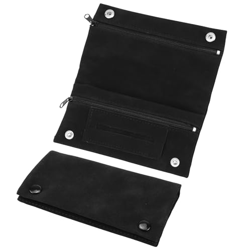WPPQWP Carteira castanha para tabaco de lixar, tabaco de enrolar couro dobrável, cigarreira tabaco de enrolar couro para homem e mulher, Braun Tabaktasche Leder, Preto, Estilo retro