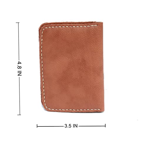Handmade Retro Men's Minimalist Leather Wallet with 3 Card Slots 2 Cash Slots Large Capacity Folding Card Sleeve4